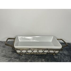 International Silver Company Handled Basket & White‎ Porcelain Serving Dish